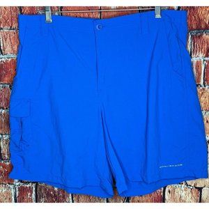Columbia PFG Bahama Short Omni-Shade Omni Wick Flat Front Large Blue 8" Inseam